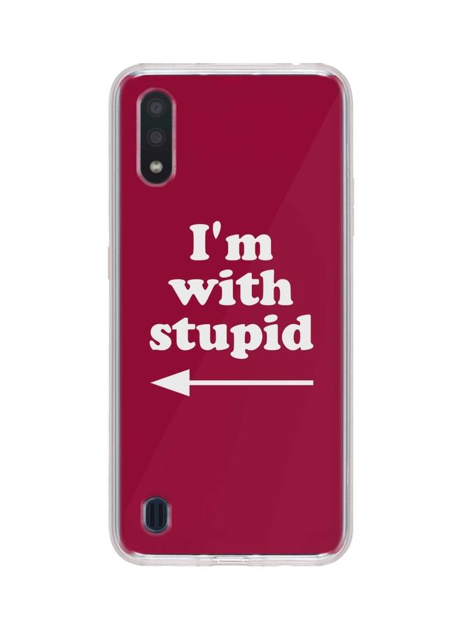 ستايلايزد غطاء حماية واقٍ لهاتف سامسونج جالاكسي A01 نمط مطبوع بعبارة "I'm With Stupid"  - Image 1