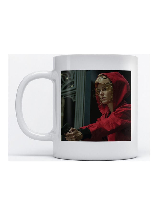 أتيك مج قهوة وشاي مطبوع بعبارة La Casa De Papel" أبيض