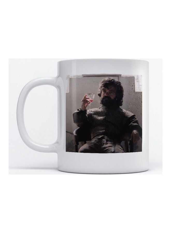 "مج قهوة وشاي بتصميم شخصية تيريون لانستر من مسلسل "Game Of Thrones" أبيض