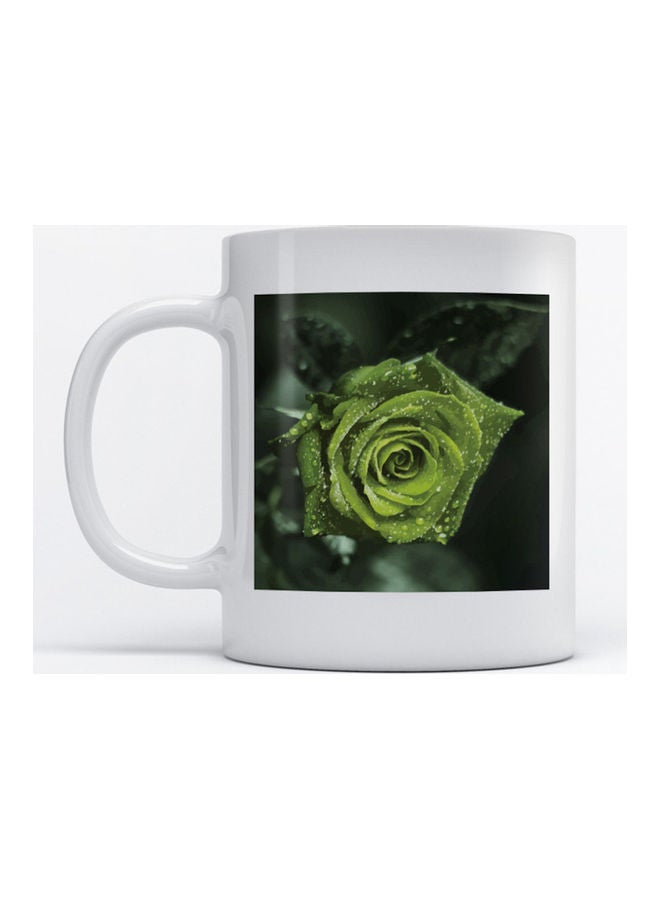 أتيك مج للقهوة والشاي بتصميم طبعة زهرة أبيض