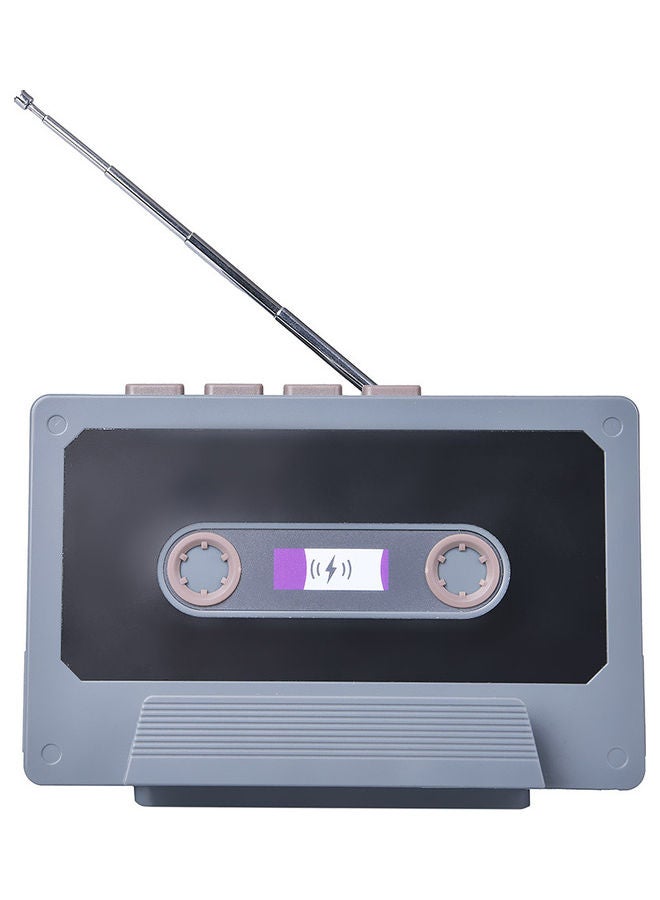 Vintage Portable Rechargeable Wireless Bluetooth Music Speaker FM Phone Holder Grey  - Image 1