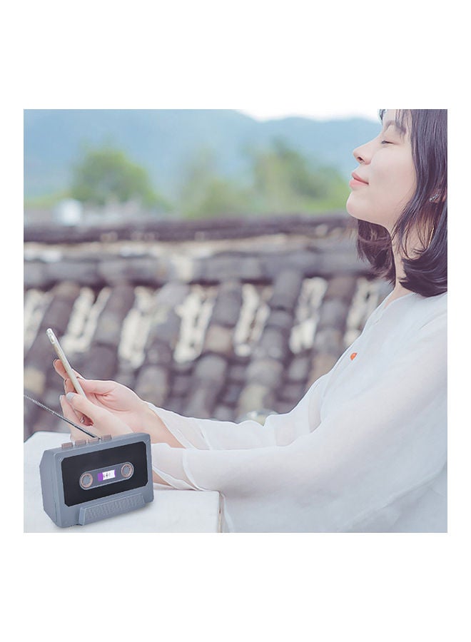 Vintage Portable Rechargeable Wireless Bluetooth Music Speaker FM Phone Holder Grey  - Image 5