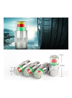 4pcs /set 2.4 Bar Car Tire Pressure Monitoring Valve Cap Sensor Indicator 3 Color Eye Alert