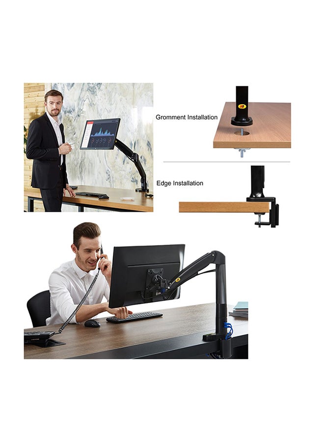 NB NORTH BAYOU NB North Bayou Computer Monitor Desk Mount Stand with Gas Spring Arm Adjustable Height Tilt Angle for 17-30 Inch Flat or Curved Screens VESA 75x75/100x100mm with Clamp, Grommet Mounting Base Black - Image 5
