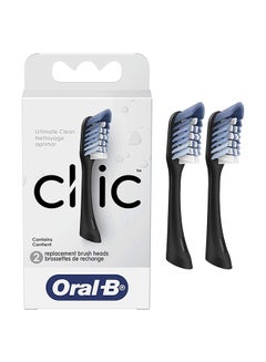 Power Clic Toothbrush Replacement Brush Heads, Black, 2 Count Black