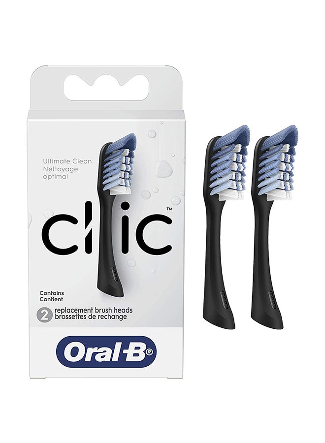Oral-B - Power Clic Toothbrush Replacement Brush Heads, Black, 2 Count Black - Image 1