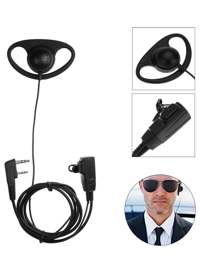 سماعة أذن داخلية بدبوسين على شكل حرف D مزودة بخطاف أذن وميكروفون بخاصية الضغط للتحدث لأجهزة راديو ووكي توكي من باوفينج كينوود - Image 4