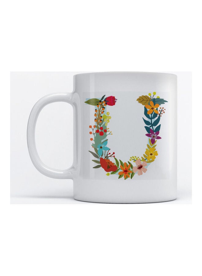 أتيك مج للقهوة والشاي مطبوع عليه حرف U أبيض