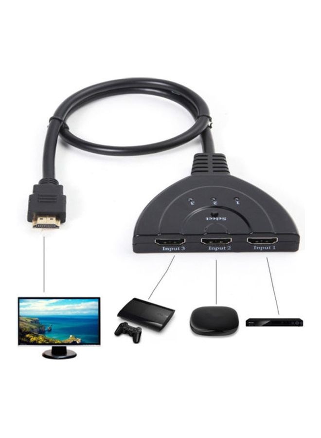 كابل محول مقسم تلقائي من 3 منافذ إلى 1 HDMI لأجهزة التلفزيون عالية الوضوح وDVD، بلون أسود. ألوان متعددة - Image 3