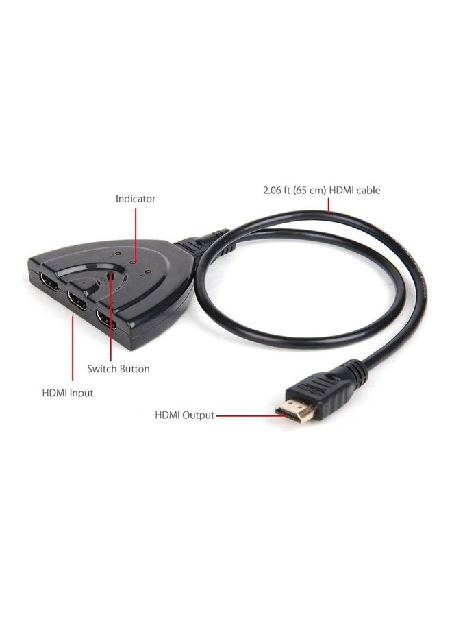 كابل محول مقسم تلقائي من 3 منافذ إلى 1 HDMI لأجهزة التلفزيون عالية الوضوح وDVD، بلون أسود. ألوان متعددة - Image 4