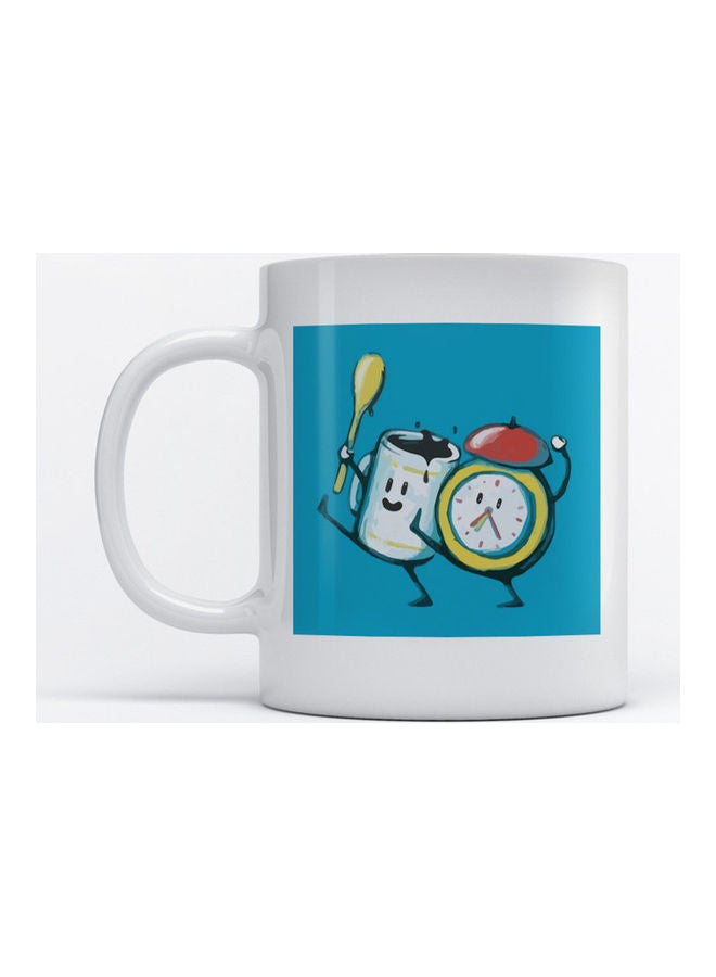 أتيك قدح للقهوة والشاي بنمط المنبه أبيض