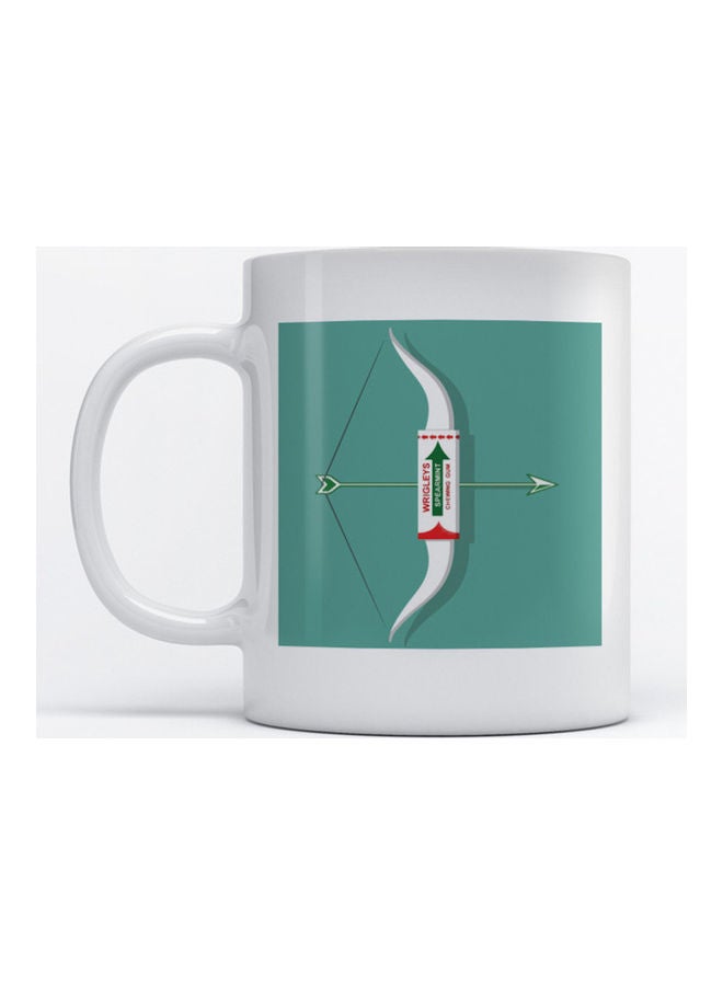 أتيك مج للقهوة والشاي بتصميم طبعة عبوة علكة أبيض