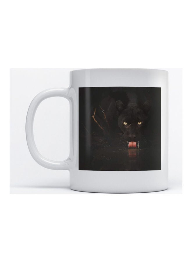 مج بطبعة جاكوار للقهوة والشاي أبيض