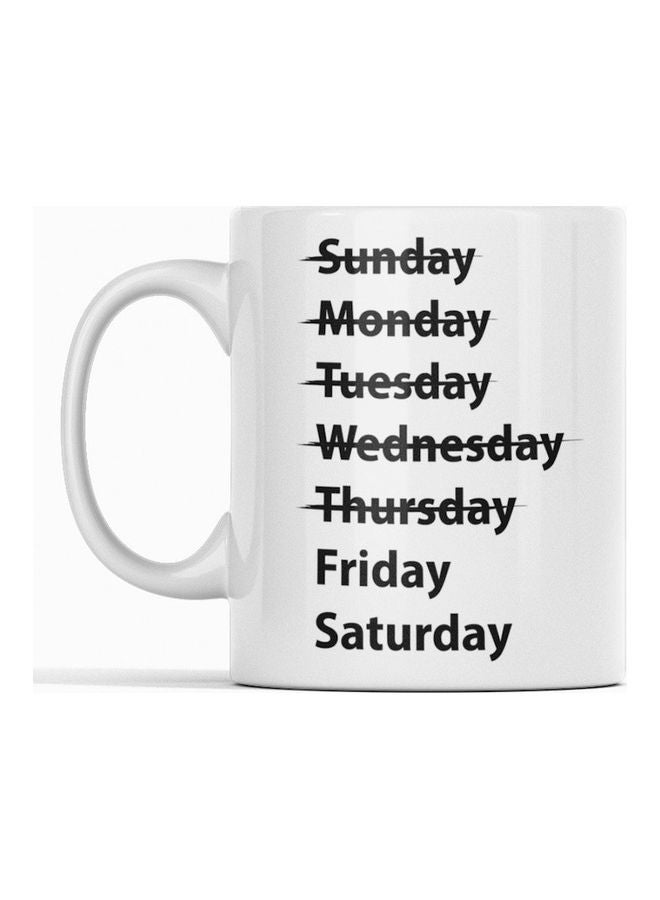 مج بطبعة أيام الأسبوع السبعة للشاي والقهوة أبيض