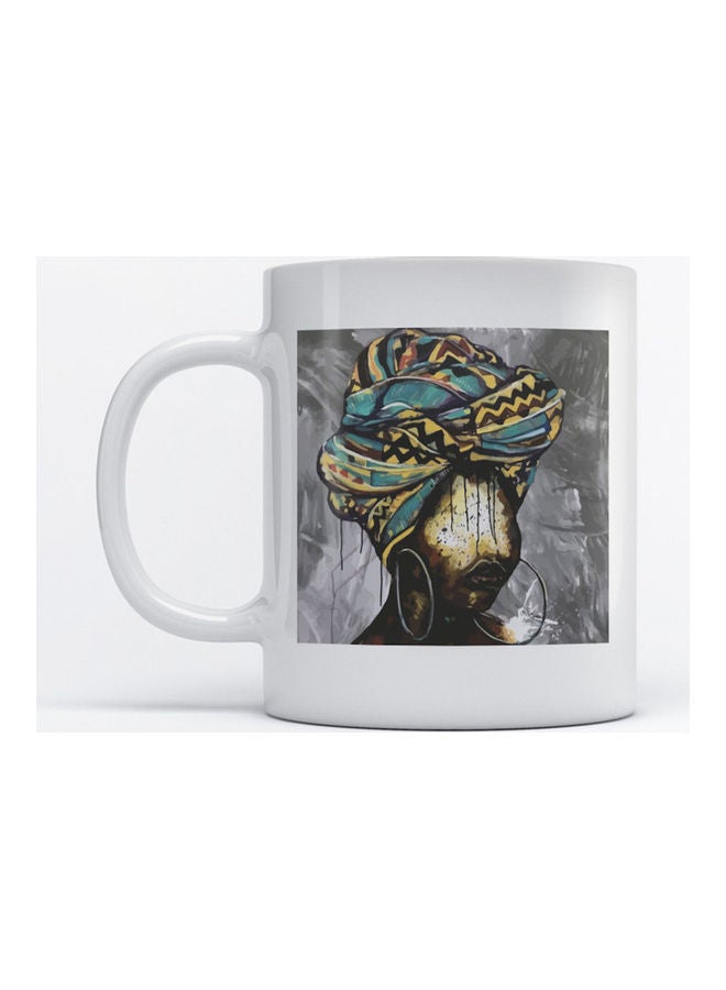 أتيك مج مزين بصورة امرأة للقهوة والشاي أبيض