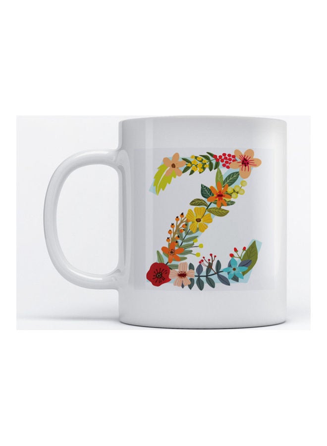 مج للقهوة والشاي مطبوع عليه حرف Z أبيض 350ملليلتر