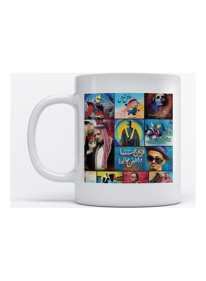 مج قهوة وشاي بتصميم فن البوب أبيض