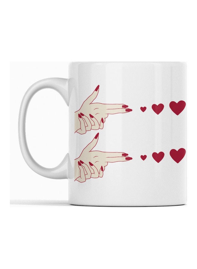 أتيك مج للشاي والقهوة بطبعة رومانسية أبيض 350ملليلتر