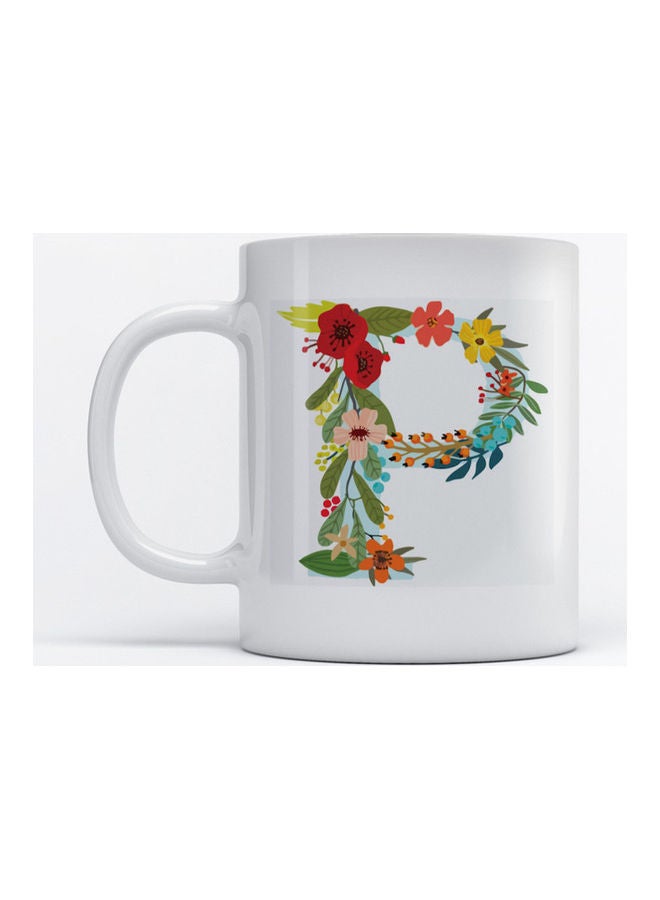 Atiq Mug Alphabet P for Coffee and Tea White 350ml 