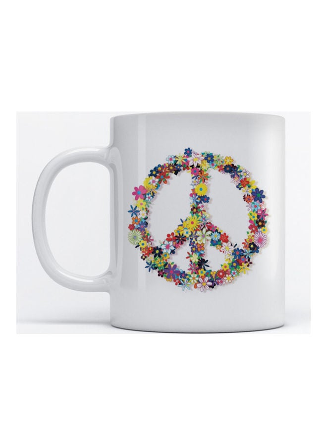 Atiq Mug Rasta Peace Logo for Coffee and Tea White 