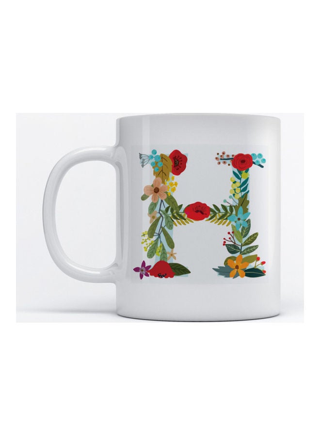 Atiq Mug Alphabet H for Coffee and Tea White 350ml