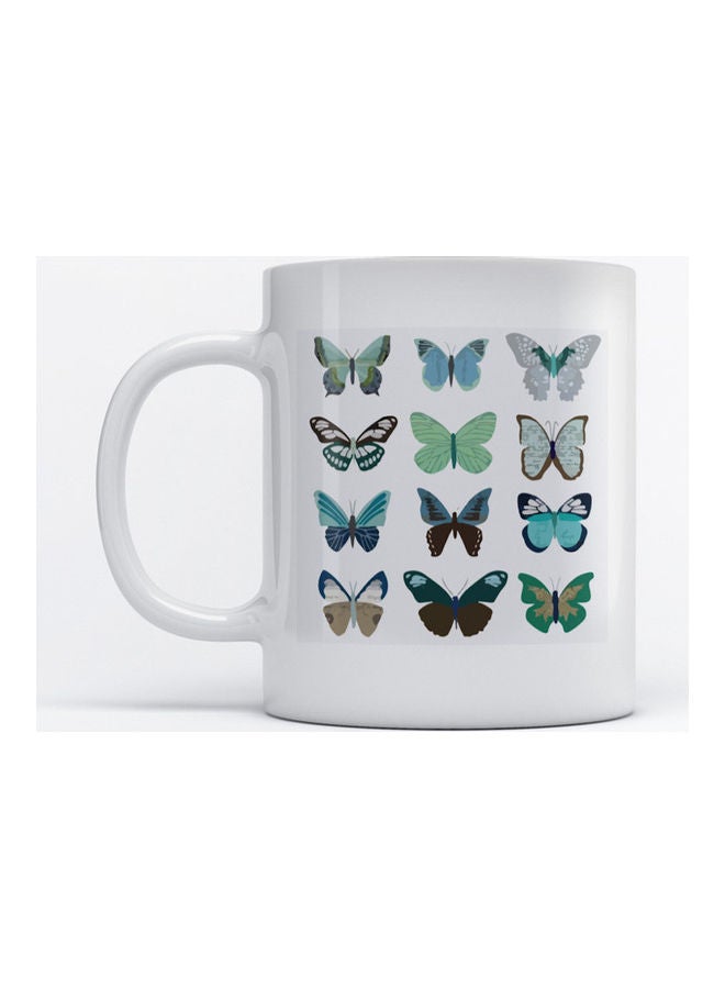 Atiq Mug Butterflies for Coffee and Tea White 