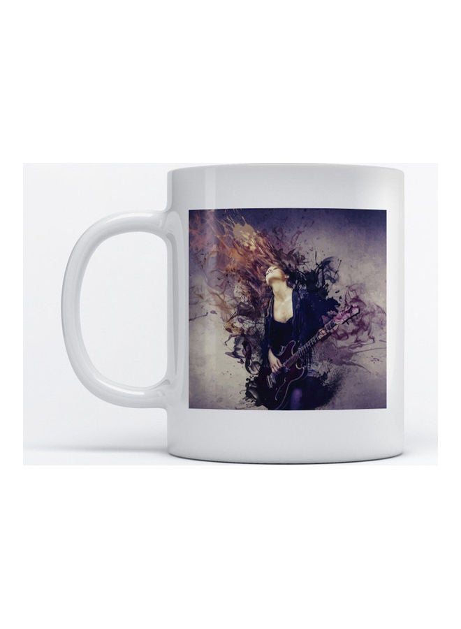 أتيك مج للقهوة والشاي بطبعة عازف جيتار أبيض