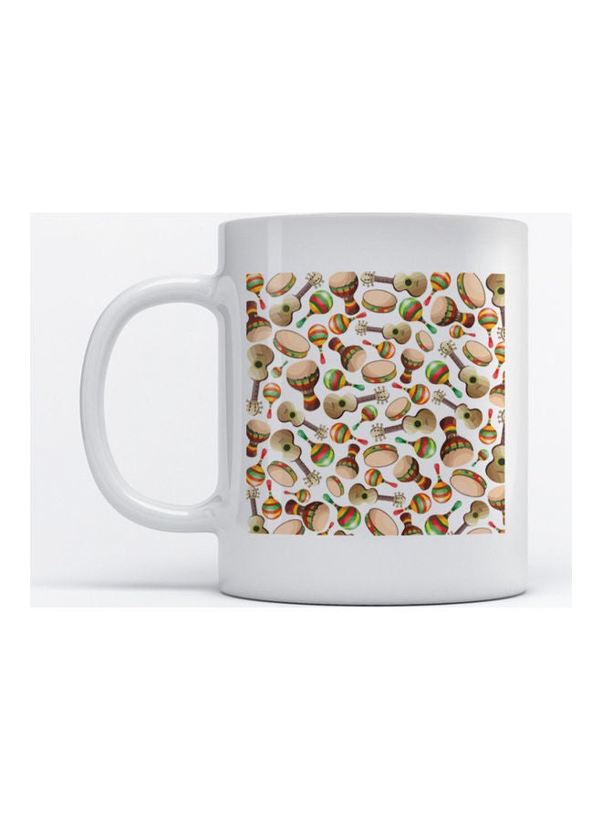 Atiq Mug Guitar and Drum for Coffee and Tea White 
