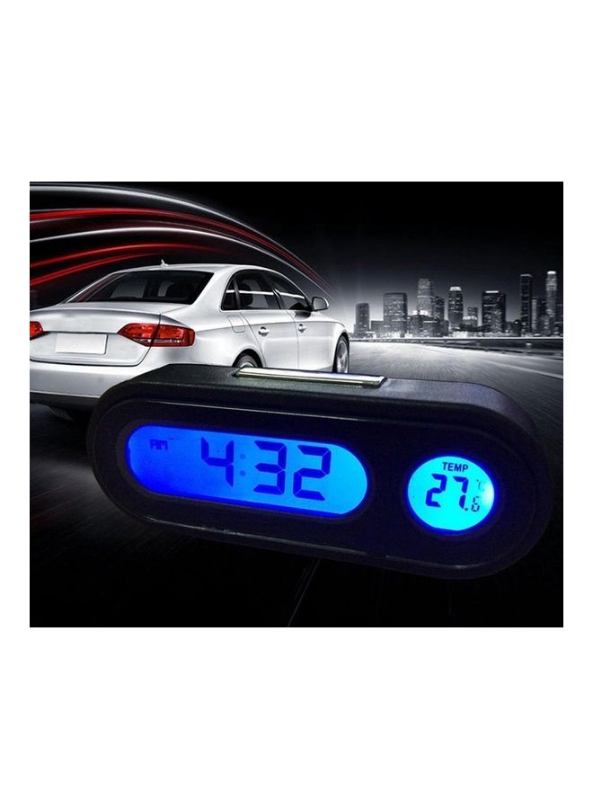 Generic Car Mini Electronic Clock Time Watch Auto Dashboard Clocks Luminous Thermometer Black Digital Display Car Accessories  - Image 2
