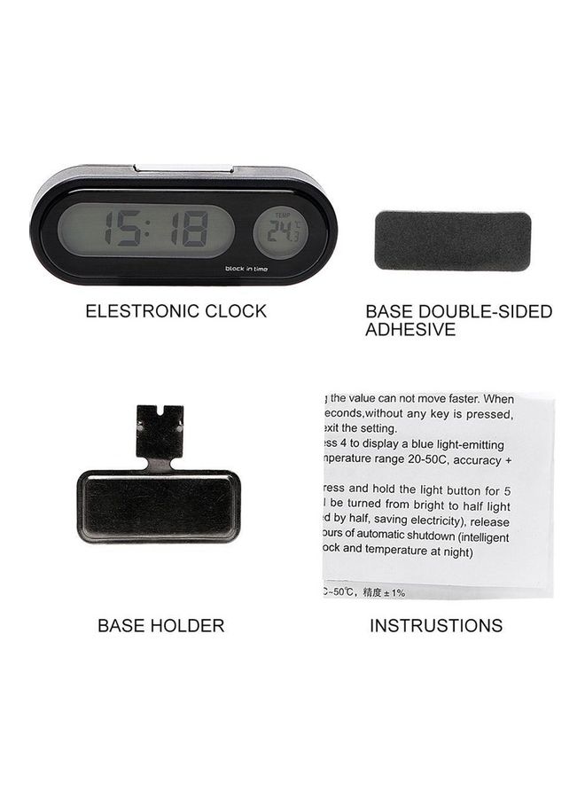 Generic Car Mini Electronic Clock Time Watch Auto Dashboard Clocks Luminous Thermometer Black Digital Display Car Accessories  - Image 5