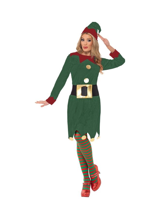 Smiffys Elf Costume Green With Dress, Hat And Belt Large  - Image 2