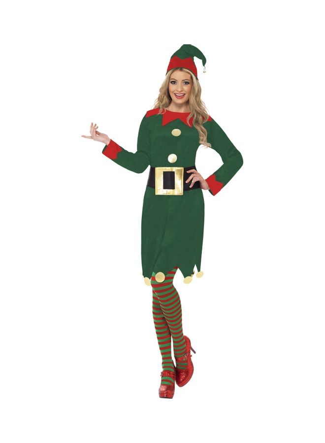 Smiffys Elf Costume Green With Dress, Hat And Belt Large  - Image 1