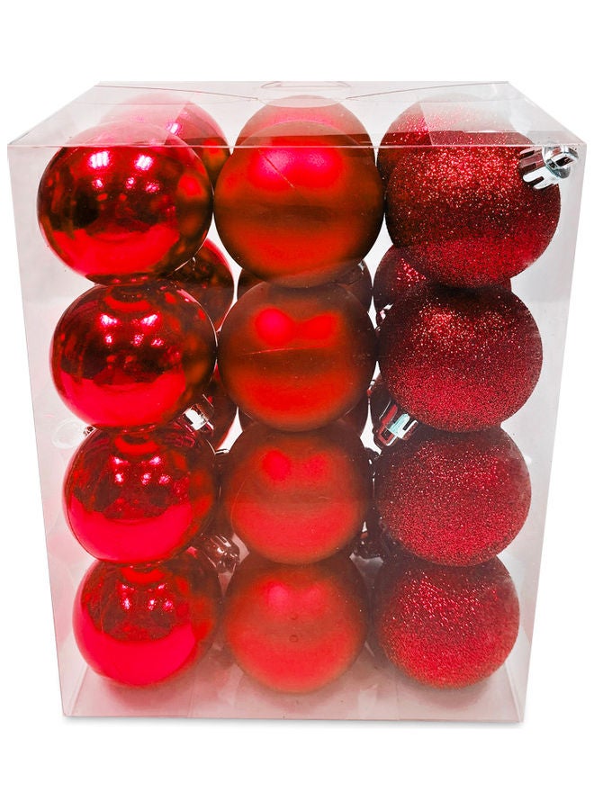 CHRISTMAS MAGIC 24 Pieces Christmas Balls Shiny Matt Glitter 5cm