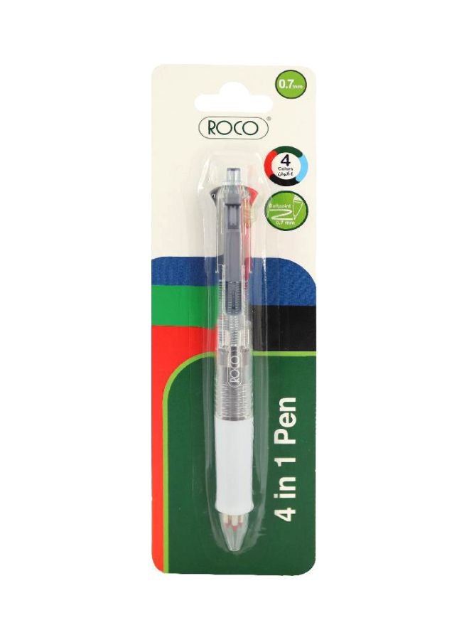 روكو قلم حبر جاف كروي الرأس 4 في 1 متعدد الألوان