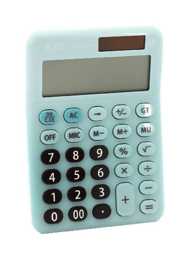 روكو آلة حاسبة مكتبية بشاشة سعة 12 رقماً أسود/أزرق