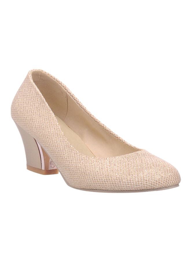 Shiny Block Heel Pumps Apricot  - Image 1