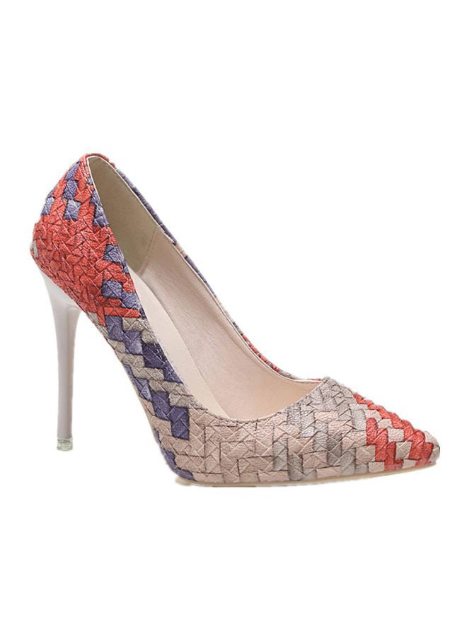 High Heel Pumps Beige/Red/Purple - Image 1