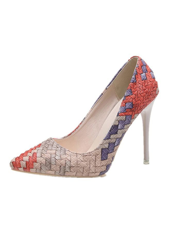 High Heel Pumps Beige/Red/Purple - Image 2