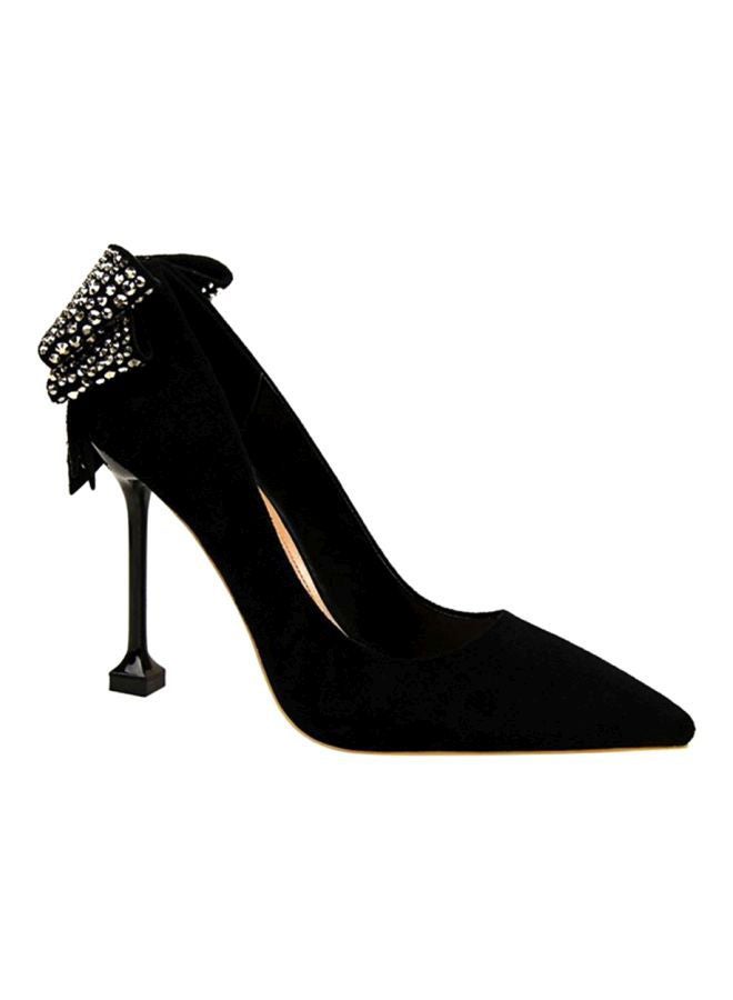 Bow Knot Detail Pointed Toe Pumps Black - Image 1