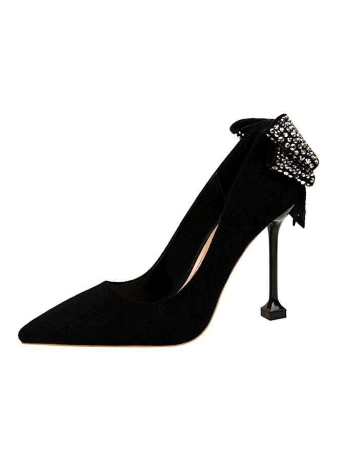 Bow Knot Detail Pointed Toe Pumps Black - Image 2