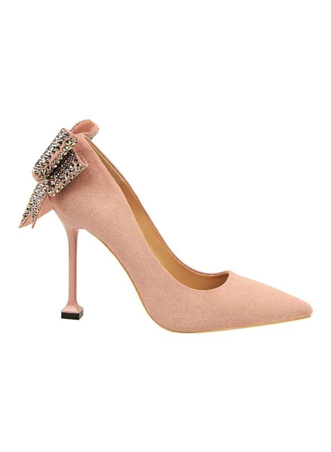 Bow Knot Detail Slip-On Pumps Pink - Image 1