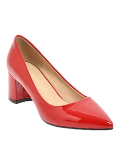 Thick Heel Pumps Red