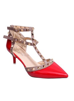 Generic Pointed Toe Buckle Pumps Red  - Image 1
