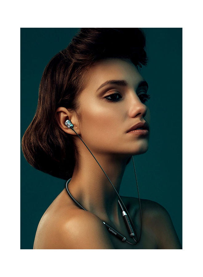 Lenovo - HE08 Neckband Wireless BT In-Ear Earphones With Noise Cancelling Mic White - Image 1