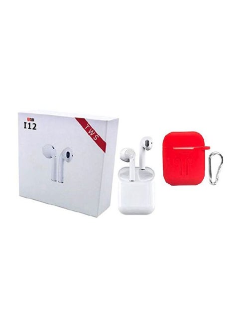 I12 In-Ear Bluetooth Earphones With Charging Case White/Red