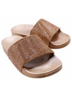 Printed Slip On Slide Slipper Gold