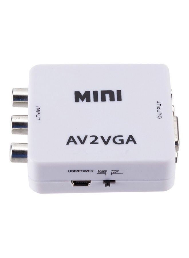 صندوق محول فيديو صغير عالي الوضوح AV2VGA من AV RCA CVBS إلى VGA مع محول صوت 3.5 مم إلى محول تلفزيون عالي الوضوح أبيض  - Image 2