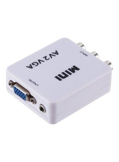 Generic Mini HD AV2VGA Video Converter Convertor Box AV RCA CVBS to VGA Video Converter Conversor with 3.5mm Audio to PC HDTV Converter white  - Image 4