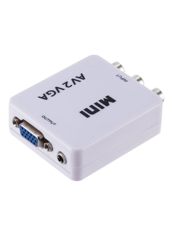 صندوق محول فيديو صغير عالي الوضوح AV2VGA من AV RCA CVBS إلى VGA مع محول صوت 3.5 مم إلى محول تلفزيون عالي الوضوح أبيض  - Image 4