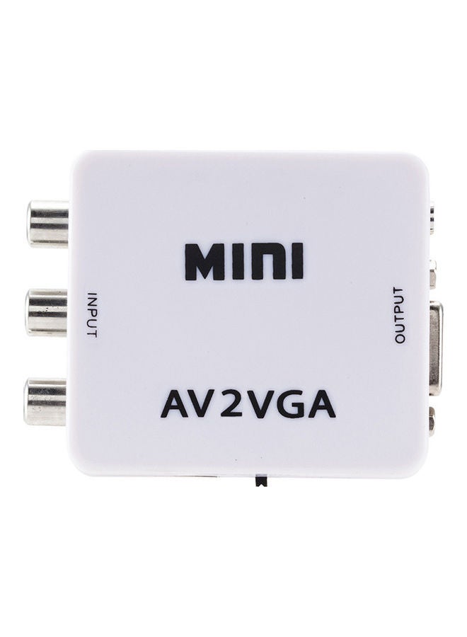 صندوق محول فيديو صغير عالي الوضوح AV2VGA من AV RCA CVBS إلى VGA مع محول صوت 3.5 مم إلى محول تلفزيون عالي الوضوح أبيض  - Image 5